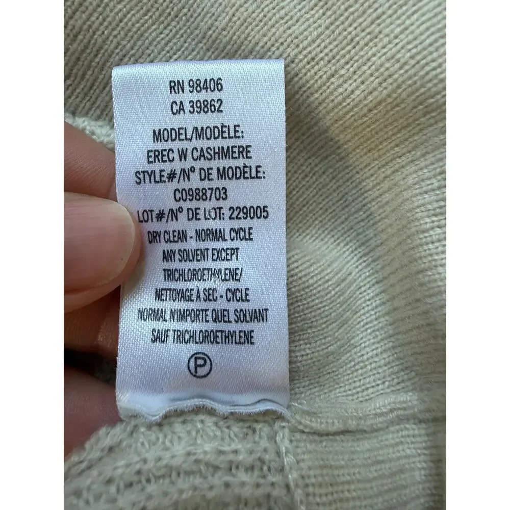 Theory Cream 100% Cashmere Waffle Knit Crewneck Sweater Minimalist | XL